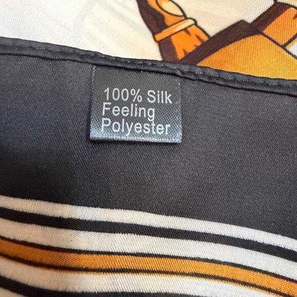 Silk-Feeling Equestrian Print Scarf, Large Square Horse Pattern Shawl - Picture 6 of 6